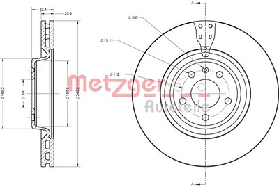 Metzger Bremsscheibe Vorderachse Belüftet [Hersteller-Nr. 6110717] für Audi, Porsche von METZGER