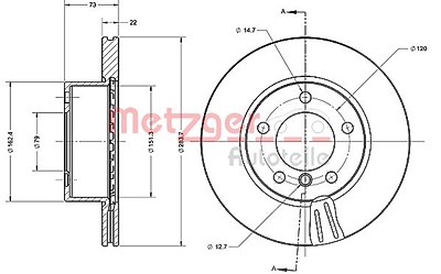 Metzger Bremsscheibe Vorderachse Belüftet [Hersteller-Nr. 6110595] für BMW von METZGER