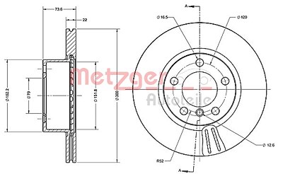 Metzger Bremsscheibe Vorderachse Belüftet [Hersteller-Nr. 6110689] für BMW von METZGER