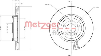 Metzger Bremsscheibe Vorderachse Belüftet [Hersteller-Nr. 6110127] für Chrysler, Lancia von METZGER