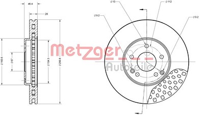 Metzger Bremsscheibe Vorderachse Belüftet [Hersteller-Nr. 6110140] für Chrysler, Mercedes-Benz von METZGER