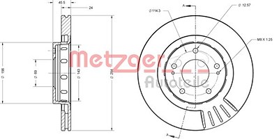 Metzger Bremsscheibe Vorderachse Belüftet [Hersteller-Nr. 6110375] für Mitsubishi, Citroën, Peugeot von METZGER