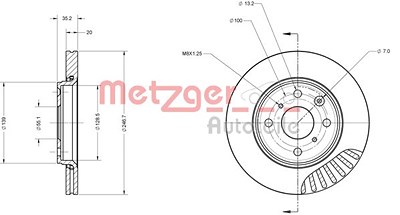 Metzger Bremsscheibe Vorderachse Belüftet [Hersteller-Nr. 6110059] für Citroën, Peugeot, Toyota von METZGER