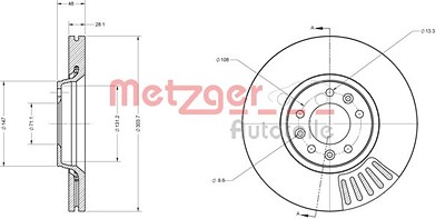 Metzger Bremsscheibe Vorderachse Belüftet [Hersteller-Nr. 6110318] für Citroën, Fiat, Peugeot von METZGER