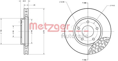 Metzger Bremsscheibe Vorderachse Belüftet [Hersteller-Nr. 6110664] für Dodge, Mitsubishi von METZGER