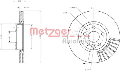 Metzger Bremsscheibe Vorderachse Belüftet [Hersteller-Nr. 6110073] für Volvo, Ford, Land Rover von METZGER