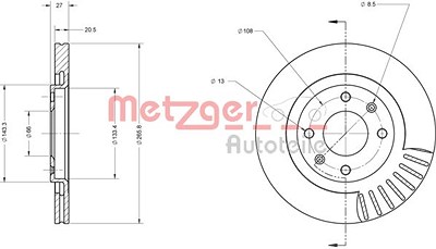 Metzger Bremsscheibe Vorderachse Belüftet [Hersteller-Nr. 6110067] für Citroën, Peugeot von METZGER