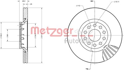 Metzger Bremsscheibe Vorderachse Belüftet [Hersteller-Nr. 6110100] für Audi, Seat, Skoda, VW von METZGER