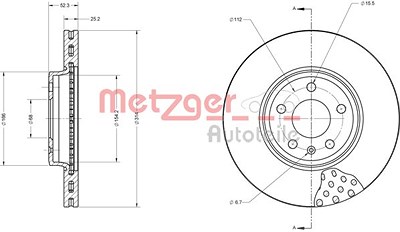 Metzger Bremsscheibe Vorderachse Belüftet [Hersteller-Nr. 6110138] für Audi von METZGER