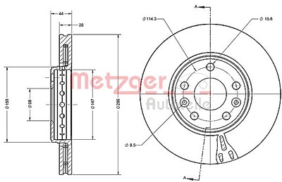 Metzger Bremsscheibe Vorderachse Belüftet [Hersteller-Nr. 6110356] für Renault von METZGER