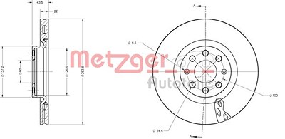 Metzger Bremsscheibe Vorderachse Belüftet [Hersteller-Nr. 6110365] für Fiat, Opel von METZGER