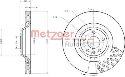 Metzger 1x Bremsscheibe Vorderachse Belüftet [Hersteller-Nr. 6110381] für Audi von METZGER