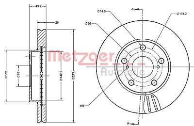 Metzger Bremsscheibe Vorderachse Belüftet [Hersteller-Nr. 6110537] für Toyota von METZGER