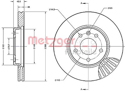 Metzger Bremsscheibe Vorderachse Belüftet [Hersteller-Nr. 6110583] für Chevrolet, Opel von METZGER