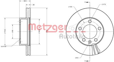 Metzger Bremsscheibe Vorderachse Belüftet [Hersteller-Nr. 6110687] für Nissan, Opel, Renault von METZGER