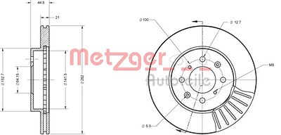 Metzger Bremsscheibe Vorderachse Belüftet [Hersteller-Nr. 6110128] für Honda, Lotus, Rover von METZGER