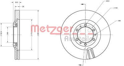 Metzger Bremsscheibe Vorderachse Belüftet [Hersteller-Nr. 6110203] für Isuzu, Opel von METZGER