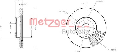 Metzger Bremsscheibe Vorderachse Belüftet [Hersteller-Nr. 6110373] für Mazda von METZGER