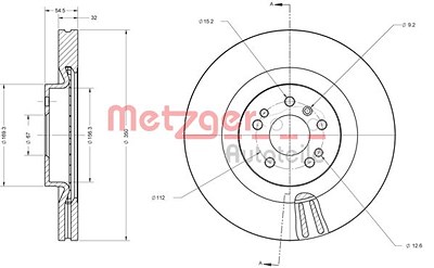 Metzger 1x Bremsscheibe Vorderachse Belüftet [Hersteller-Nr. 6110635] für Mercedes-Benz von METZGER