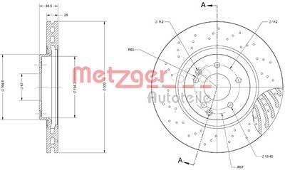 Metzger Bremsscheibe Vorderachse Belüftet [Hersteller-Nr. 6110393] für Mercedes-Benz von METZGER