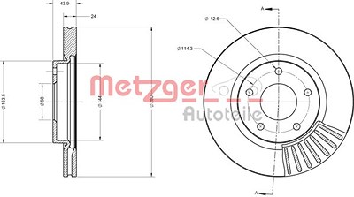 Metzger Bremsscheibe Vorderachse Belüftet [Hersteller-Nr. 6110684] für Nissan von METZGER