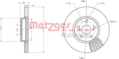 Metzger Bremsscheibe Vorderachse Belüftet [Hersteller-Nr. 6110577] für Subaru, Toyota von METZGER