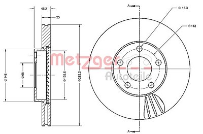 Metzger Bremsscheibe Vorderachse Belüftet [Hersteller-Nr. 6110231] für VW von METZGER