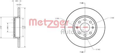 Metzger Bremsscheibe Vorderachse Voll [Hersteller-Nr. 6110246] für Fiat, Opel von METZGER