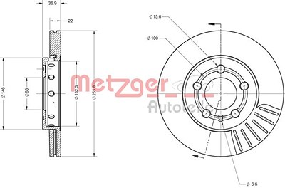 Metzger Bremsscheibe Vorderachse belüftet [Hersteller-Nr. 6110627] für Audi, Seat, Skoda, VW von METZGER