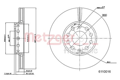 Metzger Bremsscheibe Vorderachse belüftet [Hersteller-Nr. 6110016] für Skoda, VW, Seat, Audi von METZGER