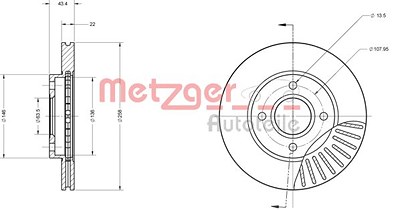 Metzger Bremsscheibe Vorderachse belüftet [Hersteller-Nr. 6110586] für Mazda, Ford von METZGER