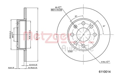 Metzger Bremsscheibe Vorne voll [Hersteller-Nr. 6110014] für Opel von METZGER