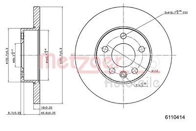 Metzger Bremsscheibe [Hersteller-Nr. 6110414] für VW von METZGER