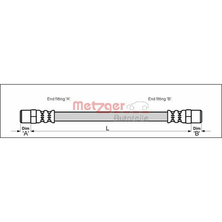 Metzger Bremsschlauch hinten Audi 100 200 VW Passat Volvo 340-360 von METZGER