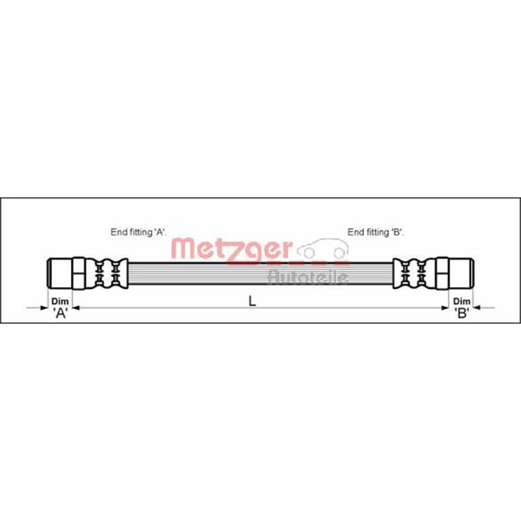 Metzger Bremsschlauch hinten Audi 80 100 200 A6 VW Passat Polo Golf von METZGER