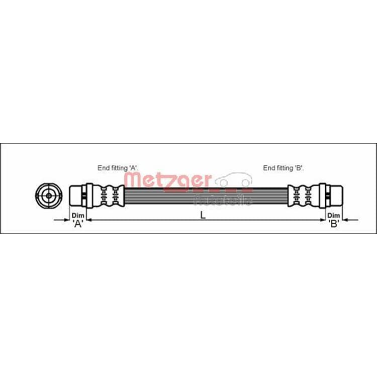 Metzger Bremsschlauch hinten Audi 80 A4 von METZGER