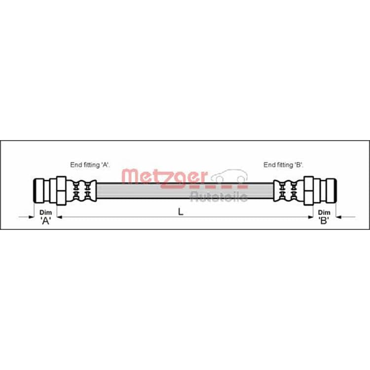 Metzger Bremsschlauch hinten Citroen Fiat Lancia von METZGER