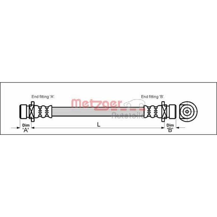 Metzger Bremsschlauch hinten Honda Civic von METZGER