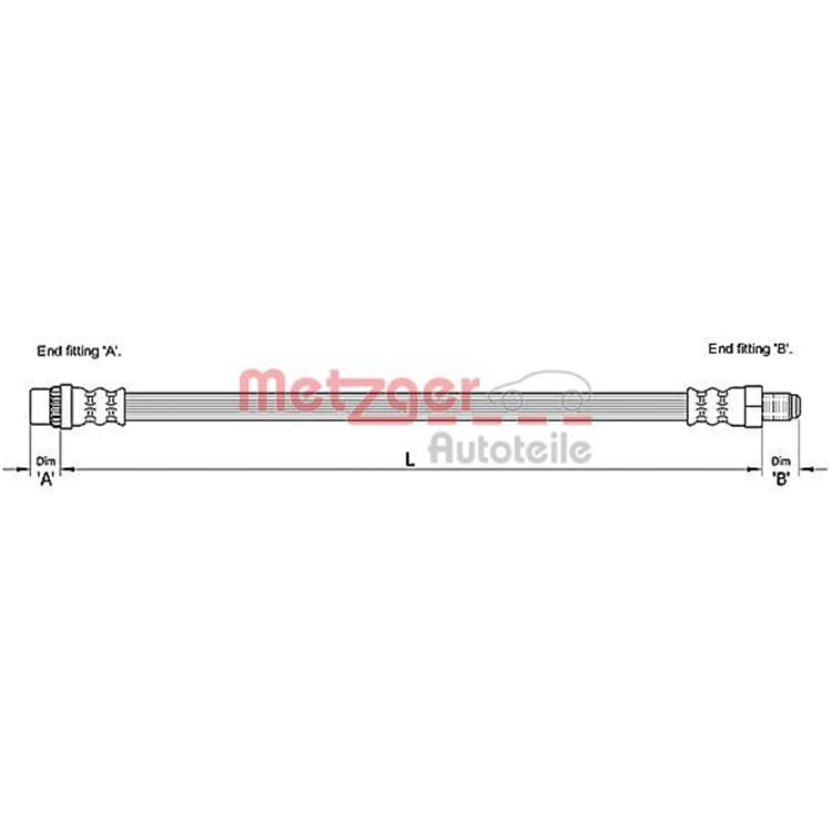 Metzger Bremsschlauch hinten Nissan Primastar Opel Vivaro Renault Trafic von METZGER