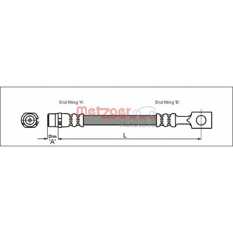 Metzger Bremsschlauch hinten Opel Astra Meriva Zafira von METZGER