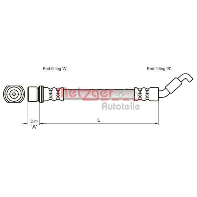 Metzger Bremsschlauch hinten Toyota Corolla E12 von METZGER