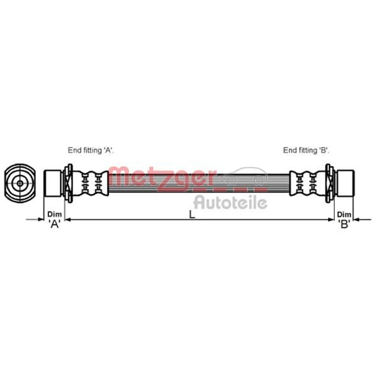Metzger Bremsschlauch hinten Toyota Yaris P1 von METZGER
