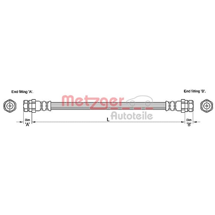 Metzger Bremsschlauch hinten VW Touran 1T1 1T2 1.6-2.0 TDI 16V von METZGER