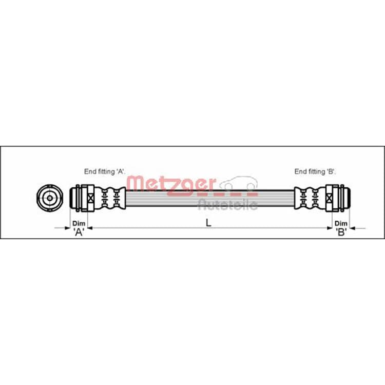 Metzger Bremsschlauch hinten innen Audi Skoda VW Seat von METZGER