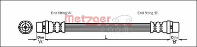 Metzger Bremsschlauch hinten links+rechts [Hersteller-Nr. 4114775] für Skoda, VW, Audi von METZGER