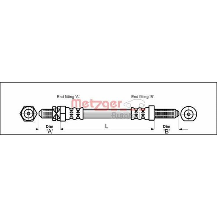 Metzger Bremsschlauch hinten links Ford Escort Orion von METZGER