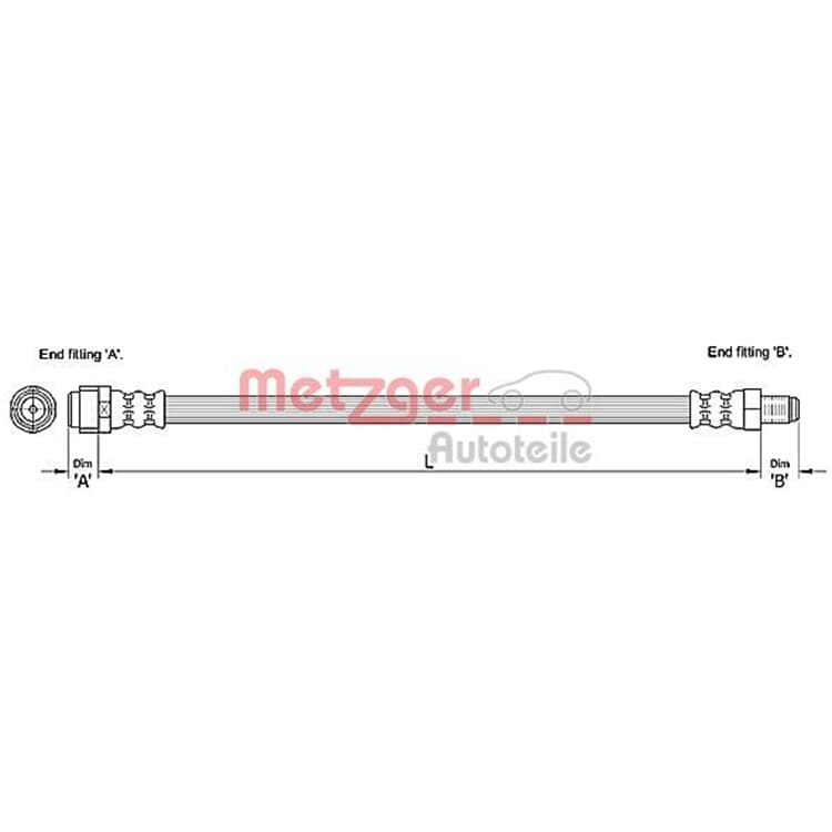 Metzger Bremsschlauch hinten links Mercedes Viano Vito von METZGER