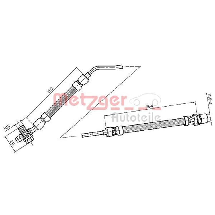 Metzger Bremsschlauch hinten rechts BMW X5 E53 von METZGER