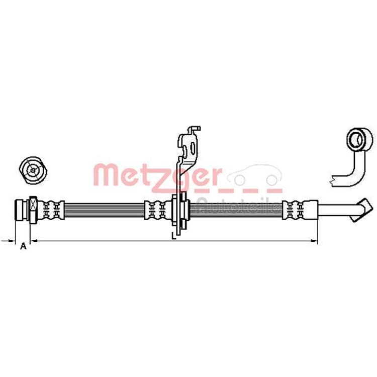 Metzger Bremsschlauch hinten rechts Kia Picanto von METZGER