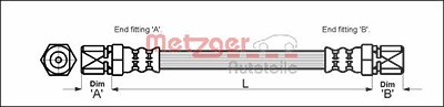 Metzger Bremsschlauch vorne/hinten links/rechts [Hersteller-Nr. 4112813] für Gm Korea, Mitsubishi, Opel, Saab von METZGER